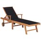 Saulės gultas su juodu čiužiniu, tikmedžio medienos masyvas цена и информация | Gultai | pigu.lt