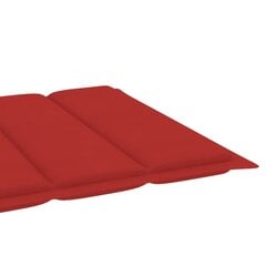 Saulės gultas su raudonu čiužiniu, tikmedžio medienos masyvas kaina ir informacija | Gultai | pigu.lt