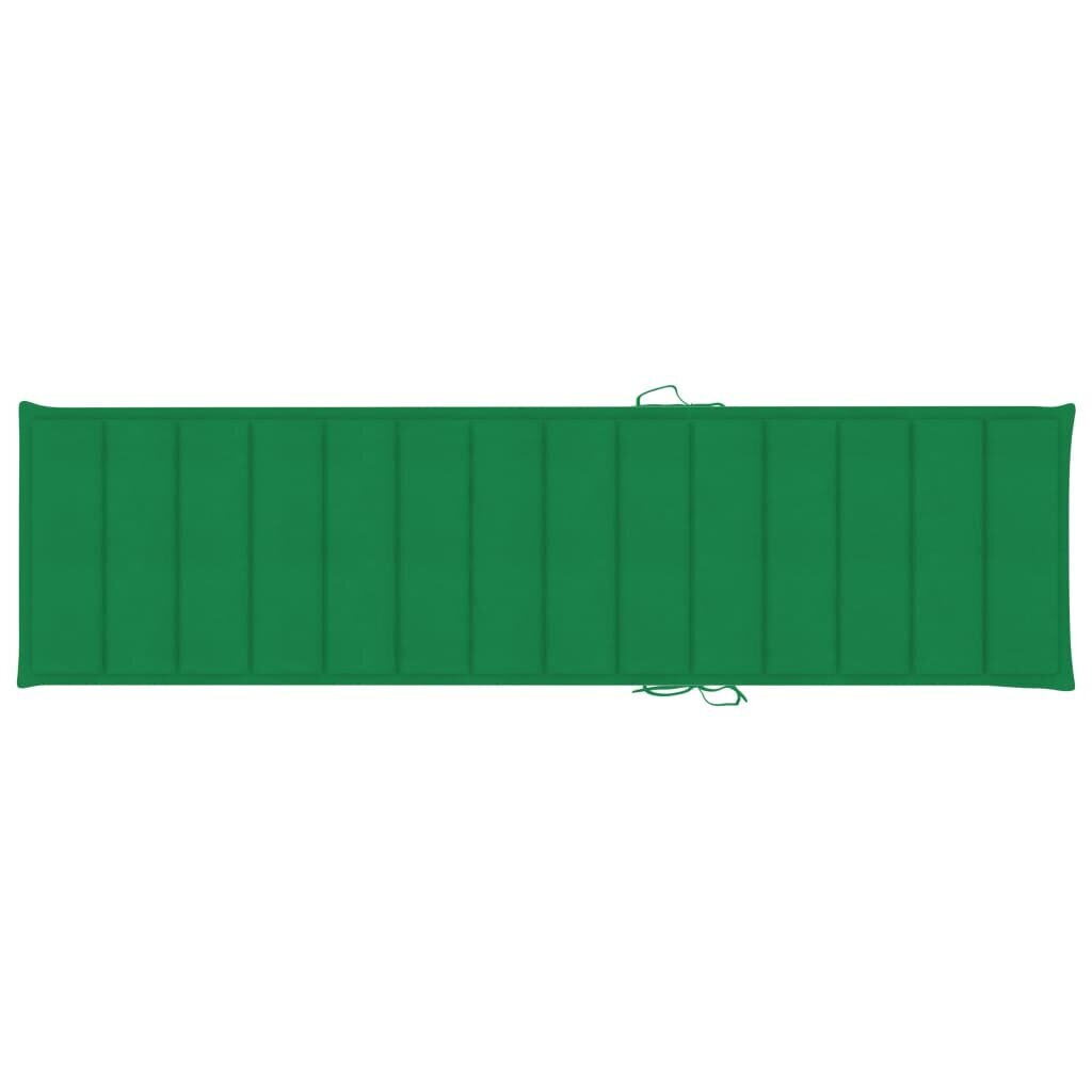 Saulės gultas su žaliu čiužiniu, tikmedžio medienos masyvas kaina ir informacija | Gultai | pigu.lt