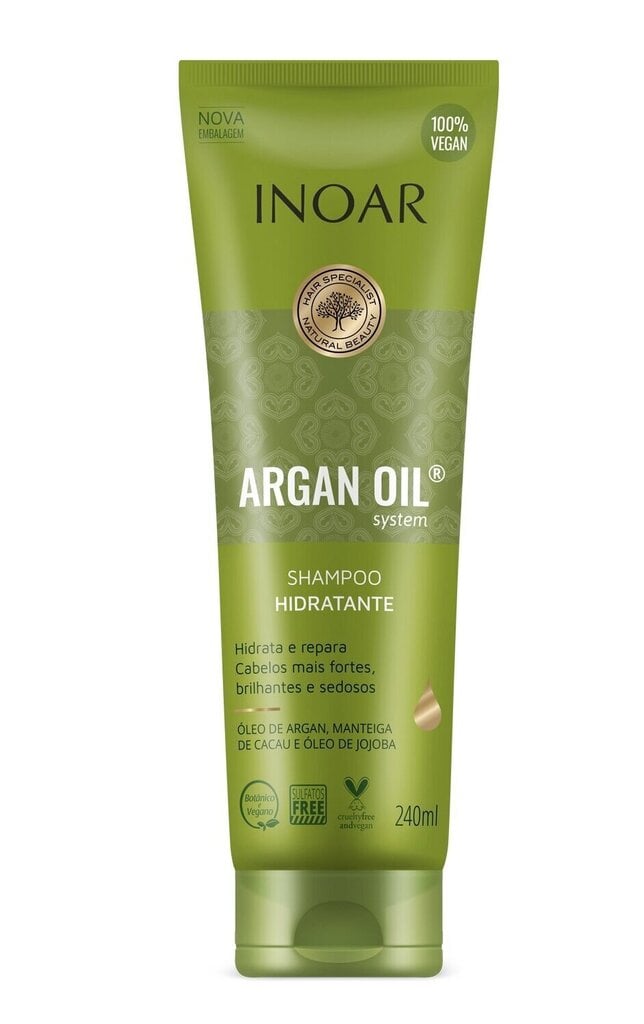 Intensyviai drėkinatis šampūnas plaukams su Argano aliejumi INOAR Argan Oil 240 ml kaina ir informacija | Šampūnai | pigu.lt