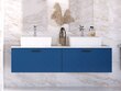 Dviguba vonios spintelė Besco Floo 120 su Slim marble stalviršiu, mėlyna/juoda цена и информация | Vonios spintelės | pigu.lt
