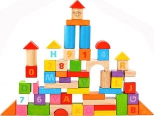 Деревянные кубики в ведерке, 70 шт. цена и информация | Конструкторы и кубики | pigu.lt