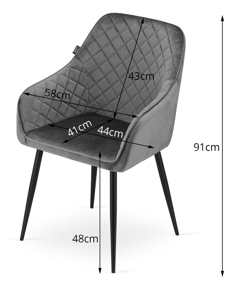 2-jų kėdžių komplektas Nug, pilkas kaina ir informacija | Virtuvės ir valgomojo kėdės | pigu.lt