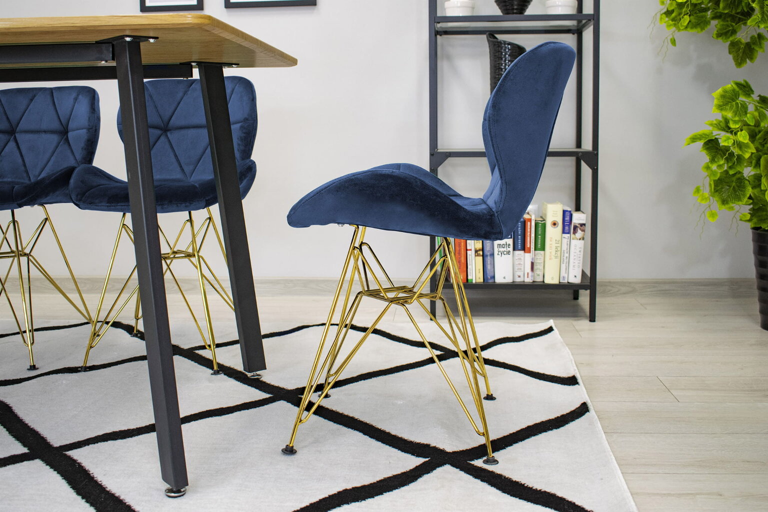 4-ių kėdžių komplektas Nes, mėlynas kaina ir informacija | Virtuvės ir valgomojo kėdės | pigu.lt