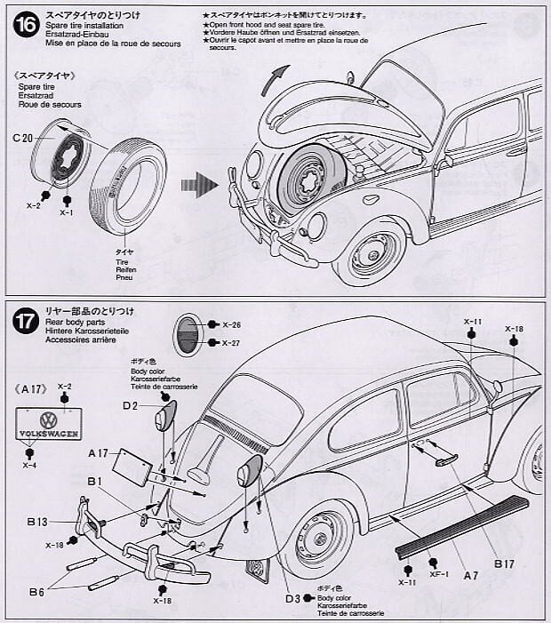 Konstruktorius Tamiya - Volkswagen Beetle 1966 Model, 1/24, 24136 kaina ir informacija | Konstruktoriai ir kaladėlės | pigu.lt