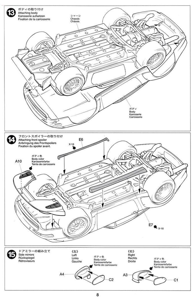 Konstruktorius Tamiya - Porsche 911 GT2 Road Version, 1/24, 24247 цена и информация | Konstruktoriai ir kaladėlės | pigu.lt