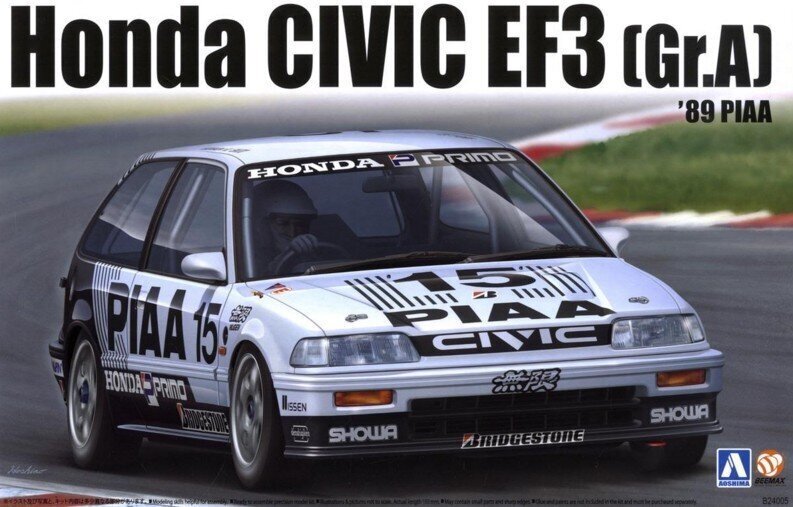 Konstruktorius Beemax - EF3 Honda Civic Gr.A `89 PIAA, 1/24, B24005, 8 m.+ kaina ir informacija | Konstruktoriai ir kaladėlės | pigu.lt