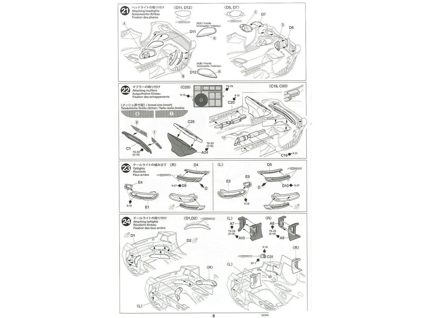 Konstruktorius Tamiya - Mercedes AMG GT3, 1/24, 24345, 8 m.+ цена и информация | Konstruktoriai ir kaladėlės | pigu.lt