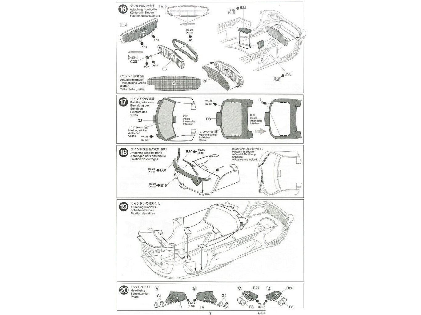 Konstruktorius Tamiya - Mercedes AMG GT3, 1/24, 24345, 8 m.+ kaina ir informacija | Konstruktoriai ir kaladėlės | pigu.lt
