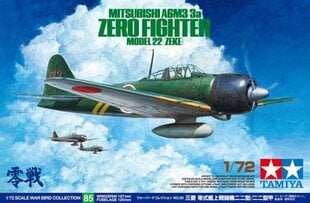 Konstruktorius Tamiya - Mitsubishi A6M 3/3a Zero Fighter Model 22 (Zeke), 1/72, 60785, 8 m.+ kaina ir informacija | Konstruktoriai ir kaladėlės | pigu.lt