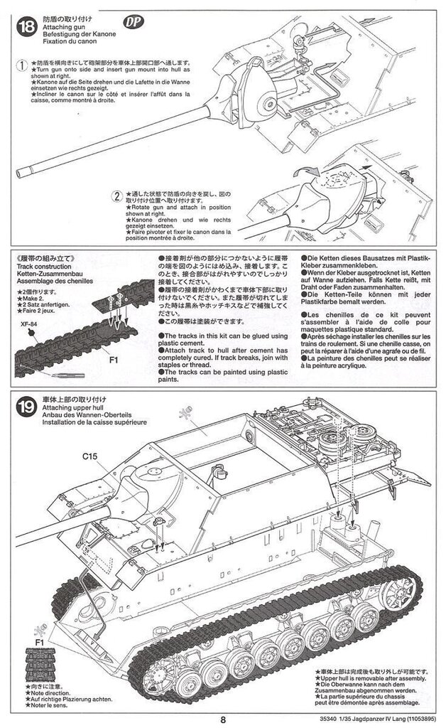 Konstruktorius Tamiya - Jagdpanzer IV/70(V) Lang (Sd.Kfz.162/1), 1/35, 35340, 8 m.+ kaina ir informacija | Konstruktoriai ir kaladėlės | pigu.lt