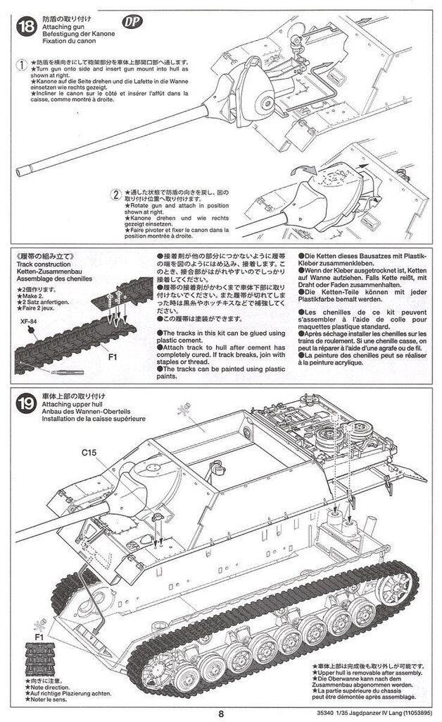 Konstruktorius Tamiya - Jagdpanzer IV/70(V) Lang (Sd.Kfz.162/1), 1/35, 35340, 8 m.+ цена и информация | Konstruktoriai ir kaladėlės | pigu.lt