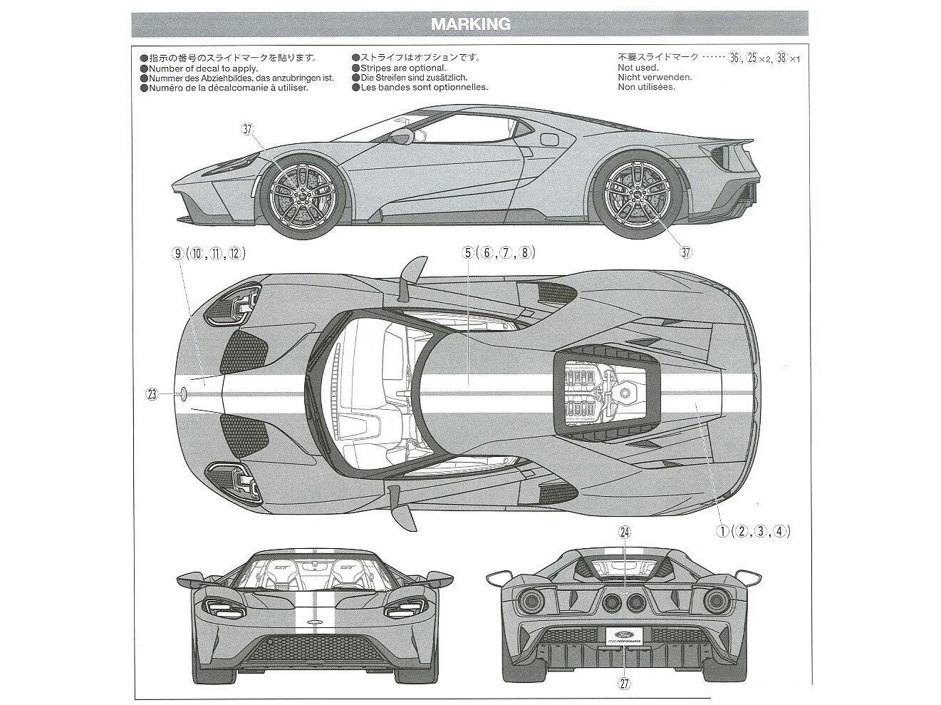 Konstruktorius Tamiya - Ford GT, 1/24, 24346, 8 m.+ kaina ir informacija | Konstruktoriai ir kaladėlės | pigu.lt