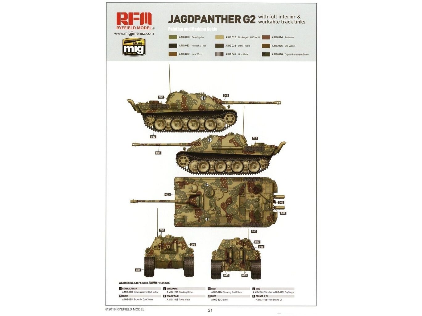 Surenkamas modelis Rye Field Model, Jagdpanther G2 RFM-5022, 1/35 kaina ir informacija | Konstruktoriai ir kaladėlės | pigu.lt