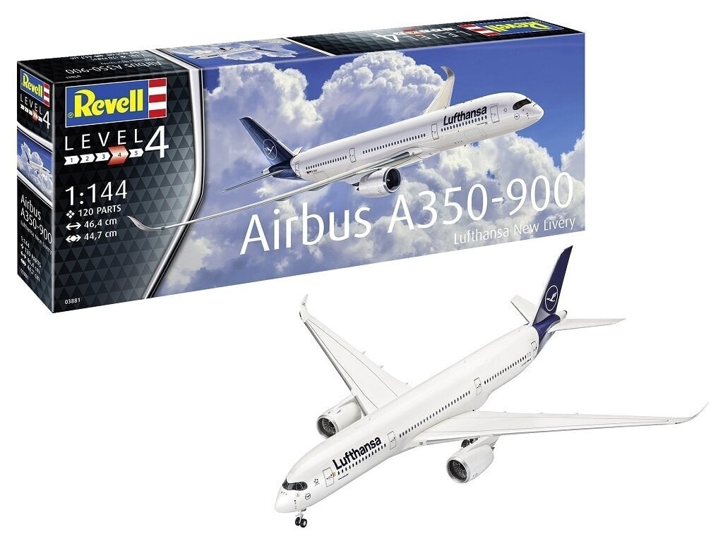 Konstruktorius Revell - Airbus A350-900 Lufthansa New Livery, 1/144, 03881, 8 m.+ цена и информация | Konstruktoriai ir kaladėlės | pigu.lt