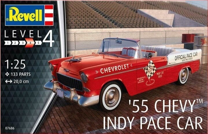 Plastikinis surenkamas modelis Revell '55 Chevy Indy Pace Car, 1/25, 07686 цена и информация | Konstruktoriai ir kaladėlės | pigu.lt