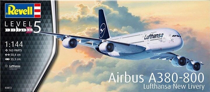 Konstruktorius Revell - Airbus A380-800 Lufthansa New Livery, 1/144, 03872, 8 m.+ kaina ir informacija | Konstruktoriai ir kaladėlės | pigu.lt