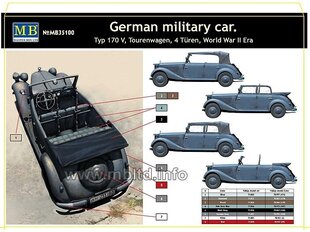 Konstruktorius Master Box - German military car Mercedes-Benz 170 V, 1/35, MB35100 цена и информация | Конструкторы и кубики | pigu.lt
