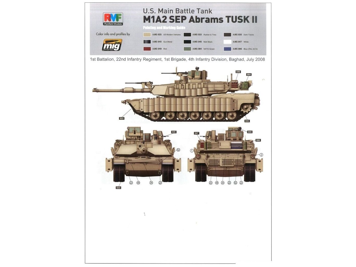 Konstruktorius Rye Field Model - U.S. Main Battle Tank M1A2 SEP Abrams TUSK I / TUSK II / M1A1 TUSK, 1/35, RFM-5004 kaina ir informacija | Konstruktoriai ir kaladėlės | pigu.lt