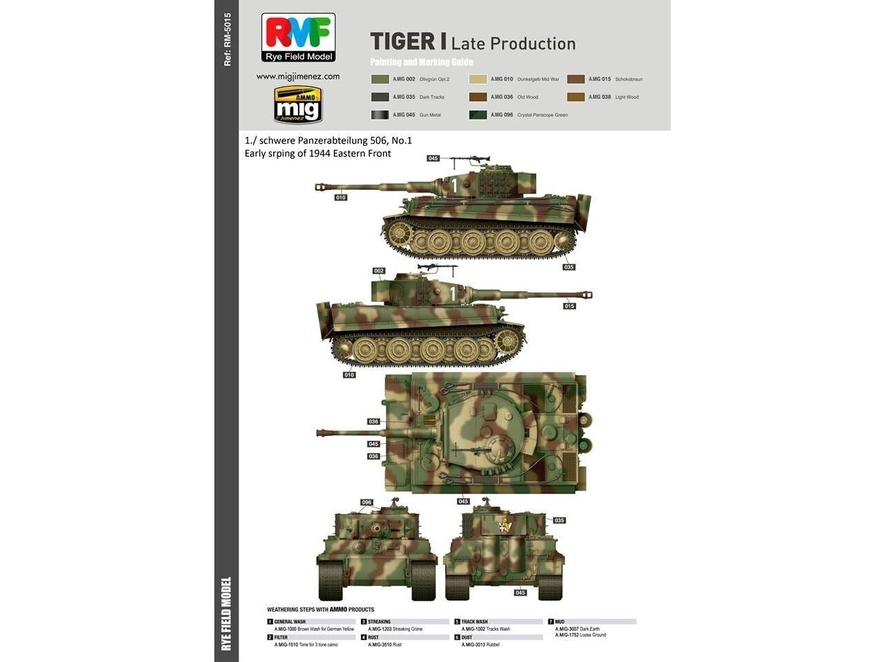 Konstruktorius Rye Field Model - Sd.Kfz. 181 Pz.kpfw.VI Ausf. E Tiger I Late Production, 1/35, RFM-5015, 8 m.+ цена и информация | Konstruktoriai ir kaladėlės | pigu.lt