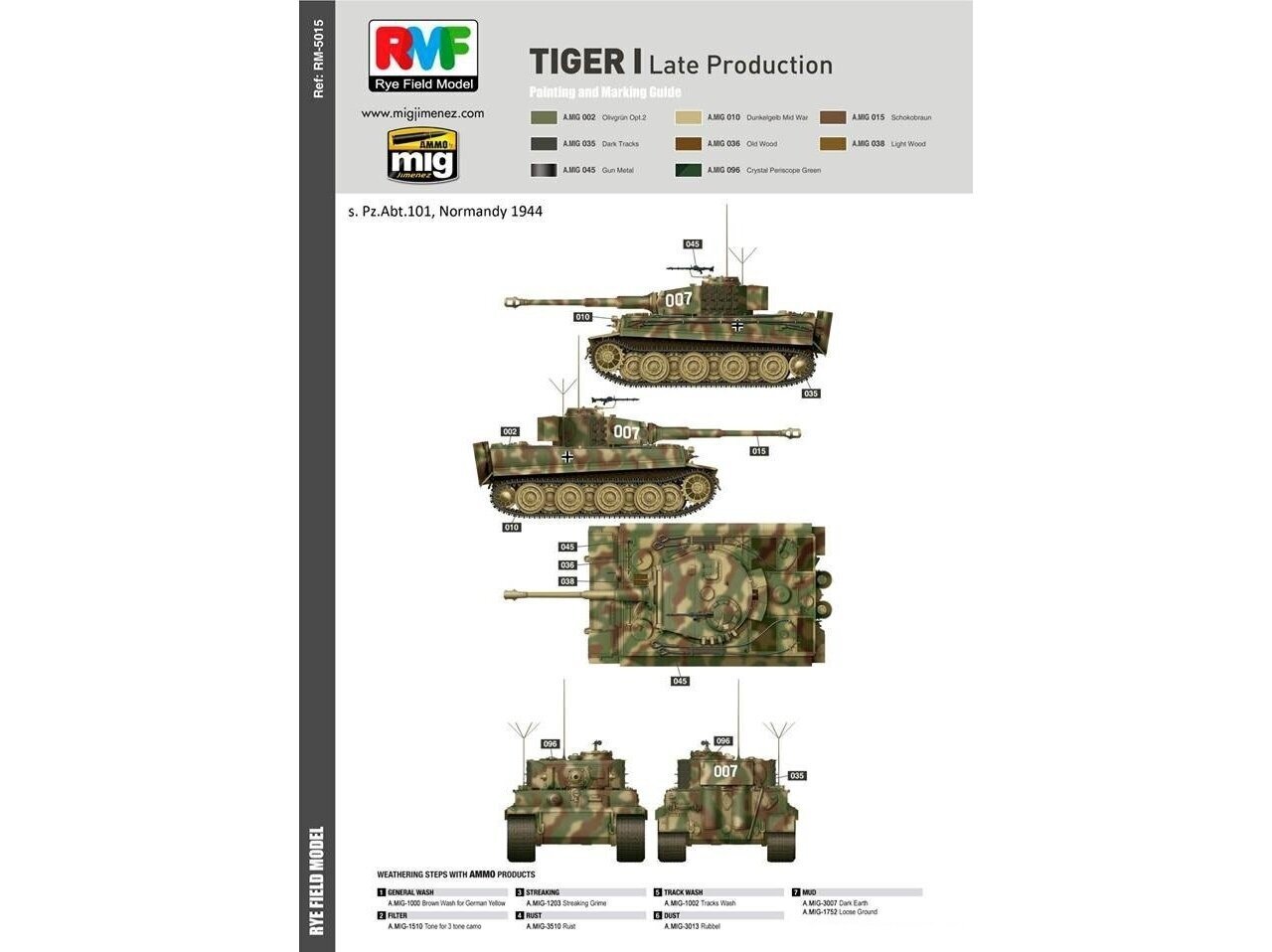 Konstruktorius Rye Field Model - Sd.Kfz. 181 Pz.kpfw.VI Ausf. E Tiger I Late Production, 1/35, RFM-5015, 8 m.+ kaina ir informacija | Konstruktoriai ir kaladėlės | pigu.lt