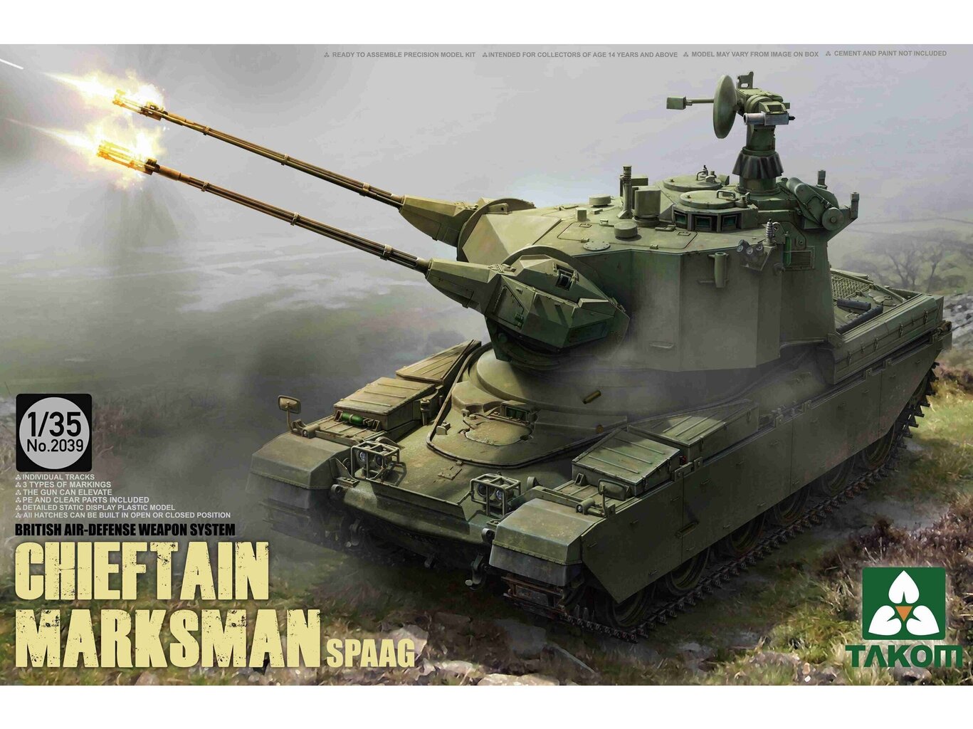 Пластиковая сборная модель Takom - British Air-defense Weapon System Chieft  Chieftain Marksman SPAAG, 1/35, 2039 цена | pigu.lt