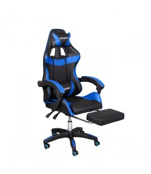 Игровой стул с подставкой для ног, черный/синий цена и информация | Офисные кресла | pigu.lt