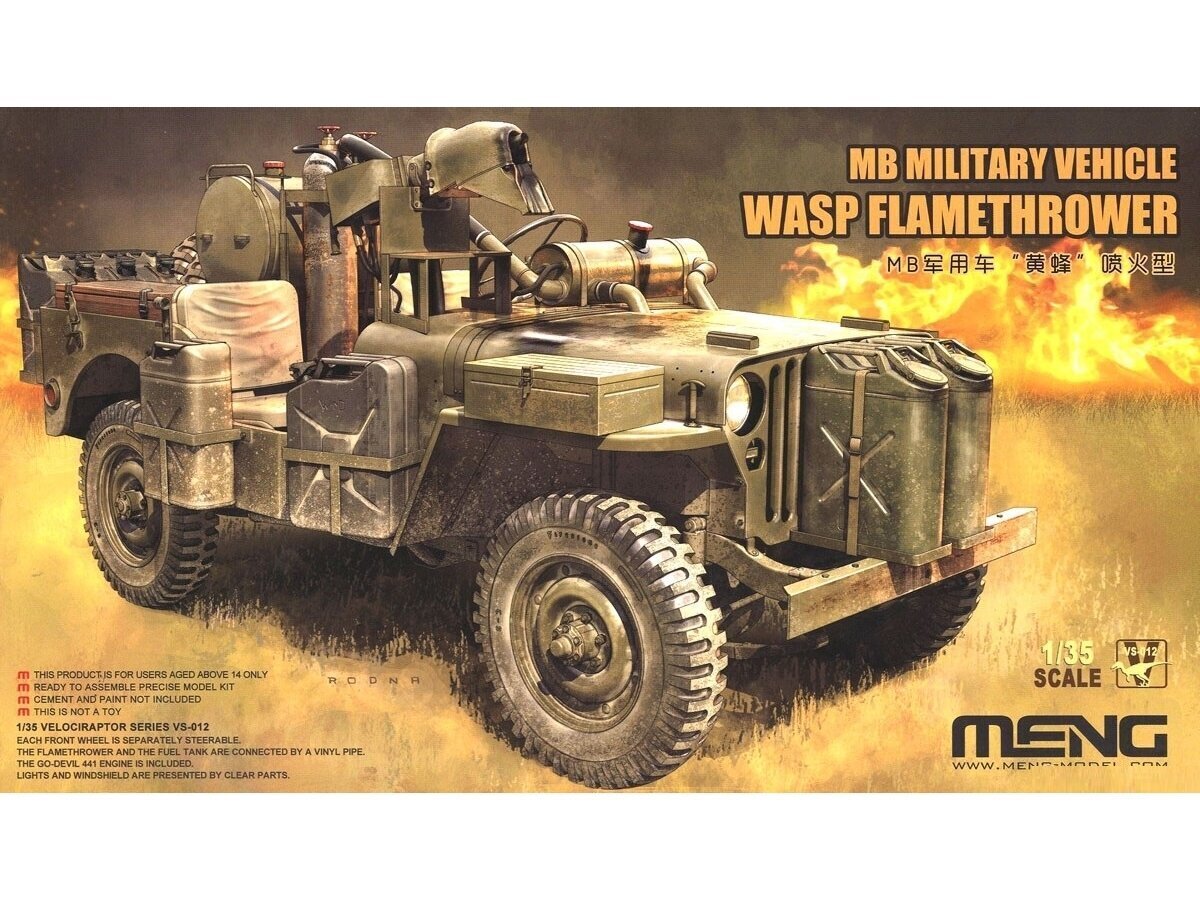 Konstruktorius Meng Model - Wasp Flamethrower Jeep, 1/35, VS-012, 8 m.+ kaina ir informacija | Konstruktoriai ir kaladėlės | pigu.lt