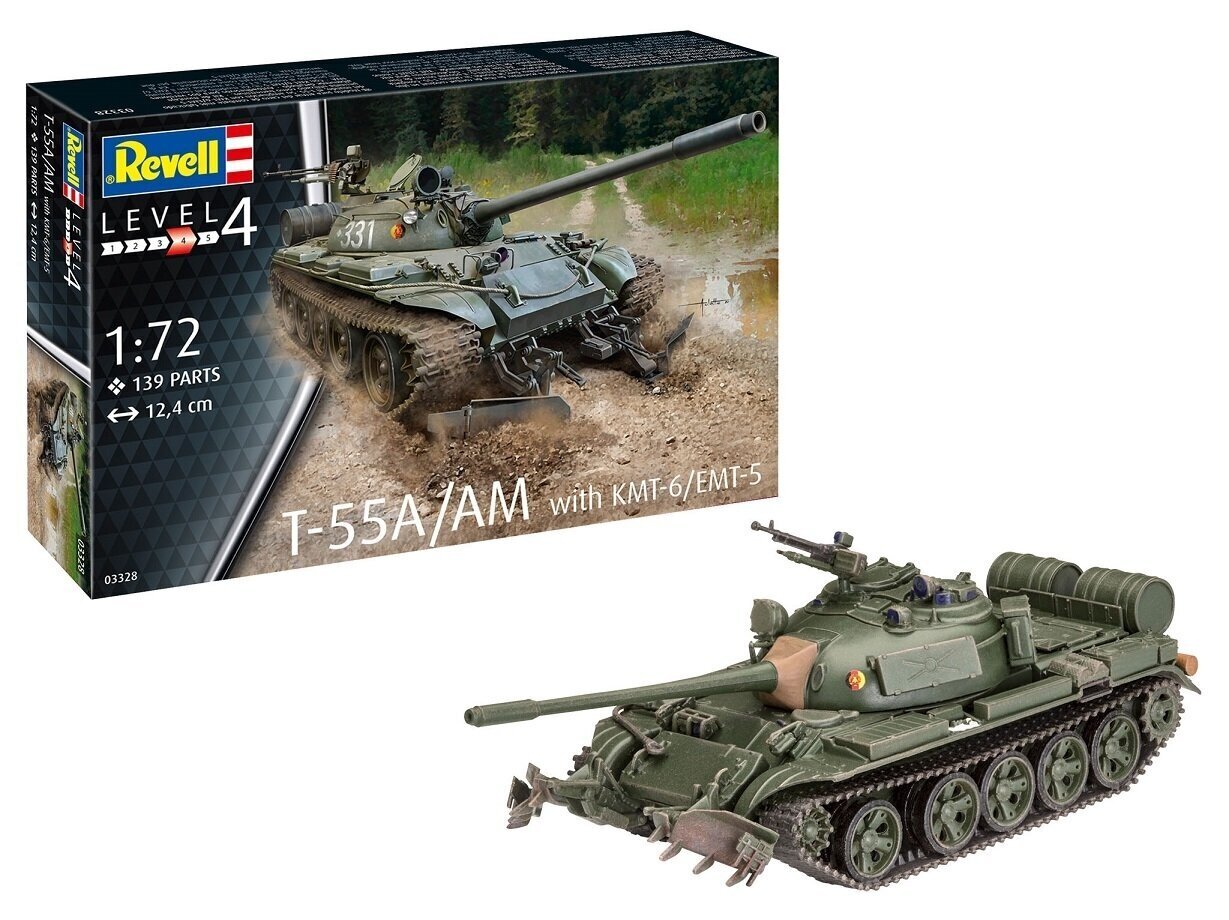 Konstruktorius Revell - T-55A/AM with KMT-6/EMT-5, 1/72, 03328 kaina ir informacija | Konstruktoriai ir kaladėlės | pigu.lt