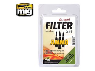 Комплект старения, AMMO MIG - FILTER SET FOR GREEN VEHICLES. AMIG7452 цена и информация | Принадлежности для рисования, лепки | pigu.lt