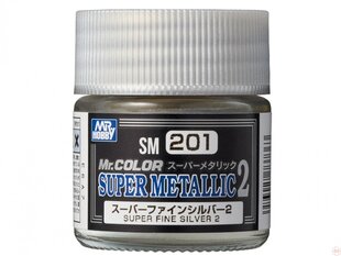 Краска Mr.Hobby - SM-201 Super Fine Silver II, 10 мл цена и информация | Принадлежности для рисования, лепки | pigu.lt