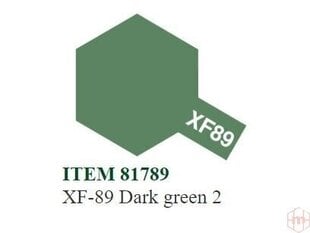 Краска Tamiya - XF-89 Dark green 2, 10 мл цена и информация | Принадлежности для рисования, лепки | pigu.lt