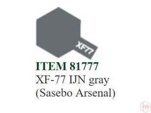 Dažai Tamiya XF-77 IJN gray (Sasebo Arsenal), 10 ml kaina ir informacija | Piešimo, tapybos, lipdymo reikmenys | pigu.lt