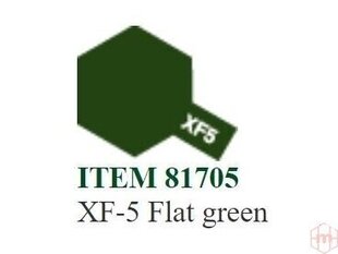 Краска Tamiya - XF-5 Flat green, 10 мл цена и информация | Принадлежности для рисования, лепки | pigu.lt