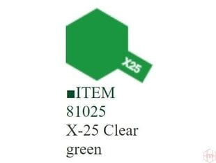 Dažai Tamiya X-25 Clear green, 10 ml kaina ir informacija | Piešimo, tapybos, lipdymo reikmenys | pigu.lt