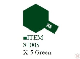 Краска Tamiya - X-5 Green, 10 мл цена и информация | Принадлежности для рисования, лепки | pigu.lt