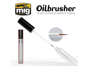 Масляная краска с аппликатором с тонкой кистью AMMO MIG - Oilbrusher - SILVER цена и информация | Принадлежности для рисования, лепки | pigu.lt