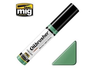 Масляная краска с аппликатором с тонкой кистью AMMO MIG - Oilbrusher - MECHA LIGHT GREEN цена и информация | Принадлежности для рисования, лепки | pigu.lt