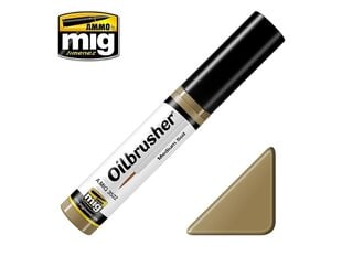 Масляная краска с аппликатором с тонкой кистью AMMO MIG - Oilbrusher - MEDIUM SOIL цена и информация | Принадлежности для рисования, лепки | pigu.lt