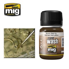 Краска AMMO MIG - BROWN WASH FOR GERMAN DARK YELLOW, 35 мл, 1000 цена и информация | Принадлежности для рисования, лепки | pigu.lt