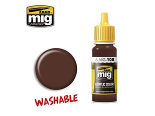 Акриловая краска на водной основе AMMO MIG - WASHABLE MUD, 17 мл, 0108 цена и информация | Принадлежности для рисования, лепки | pigu.lt