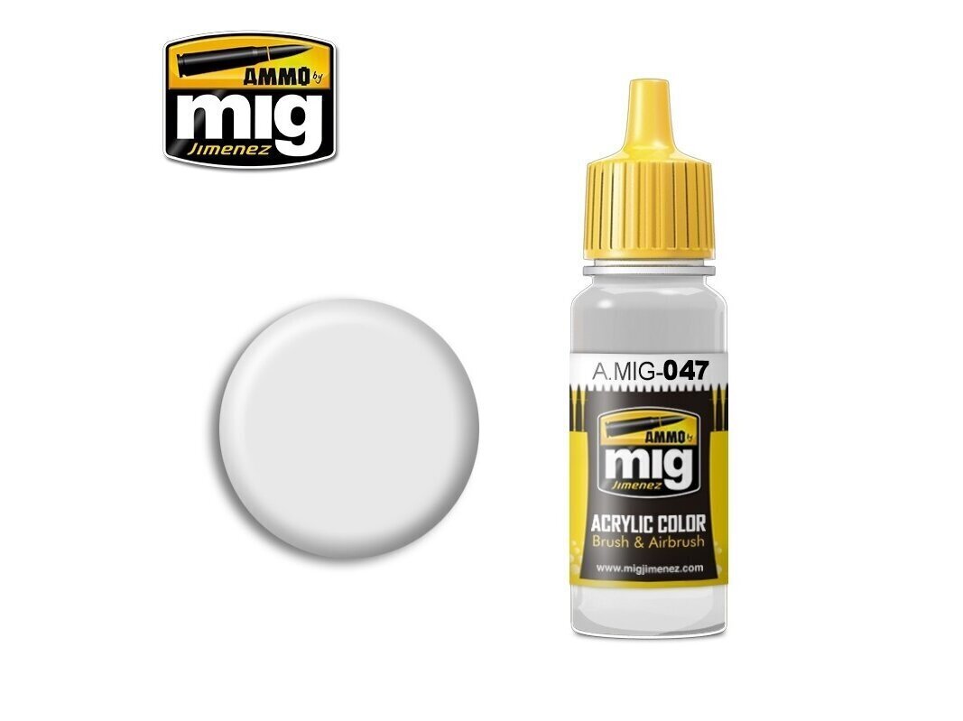 Akriliniai dažai Ammo mig Satin white, 17ml. 0047 kaina ir informacija | Piešimo, tapybos, lipdymo reikmenys | pigu.lt