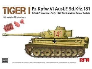 Rye Field Model - Tiger I Pz.Kpfw.VI Ausf.E Sd.Kfz. 181, 1/35, RFM-5001U цена и информация | Конструкторы и кубики | pigu.lt