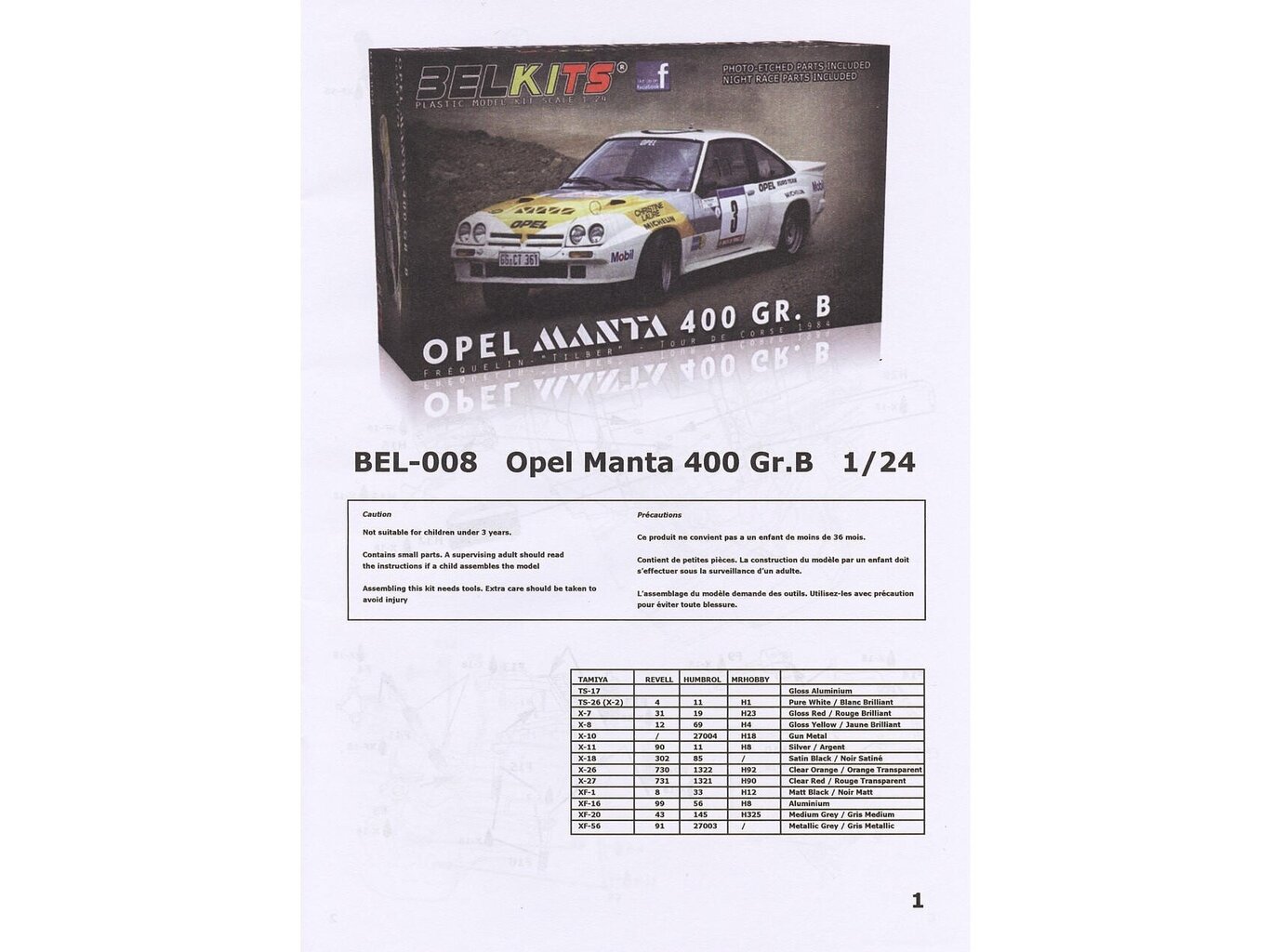 Belkits - Opel Manta 400 [GG-CT 361] "MOBIL", 1/24, BEL008 kaina ir informacija | Konstruktoriai ir kaladėlės | pigu.lt