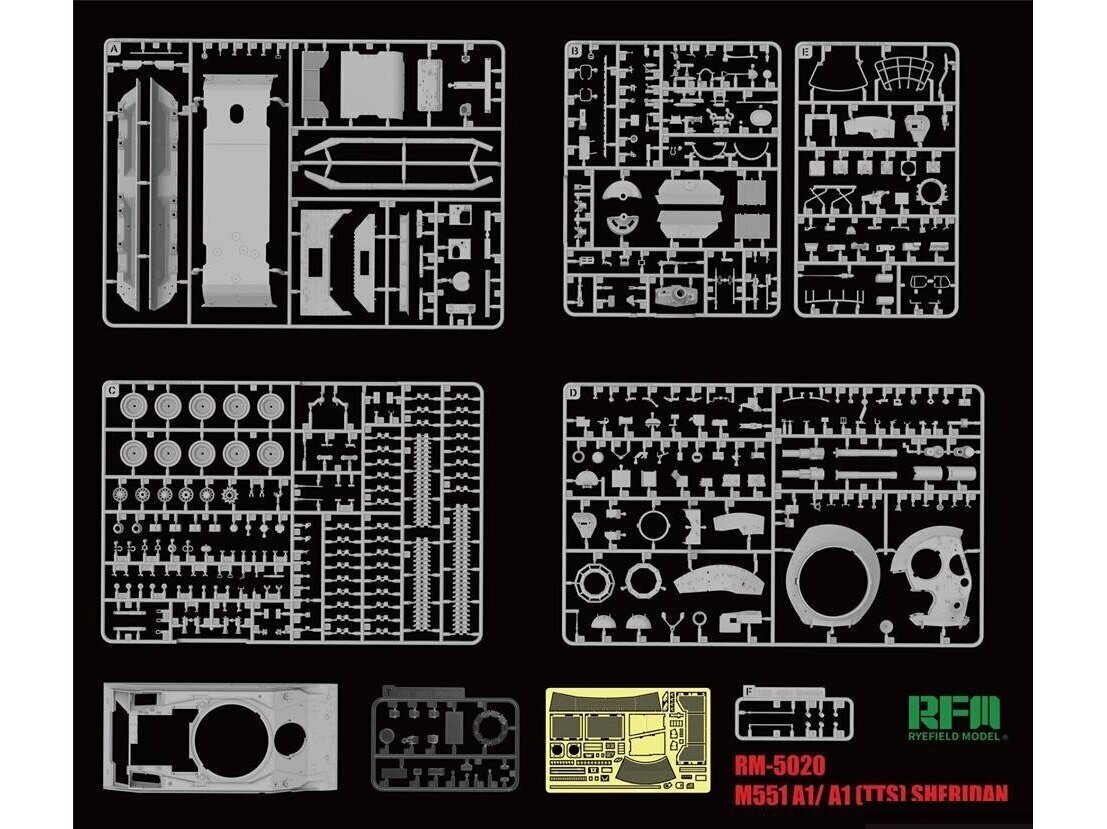 Konstruktorius Rye Field Model - M551A1/M551A1 TTS Sheridan, 1/35, RFM-5020, 8 m.+ цена и информация | Konstruktoriai ir kaladėlės | pigu.lt