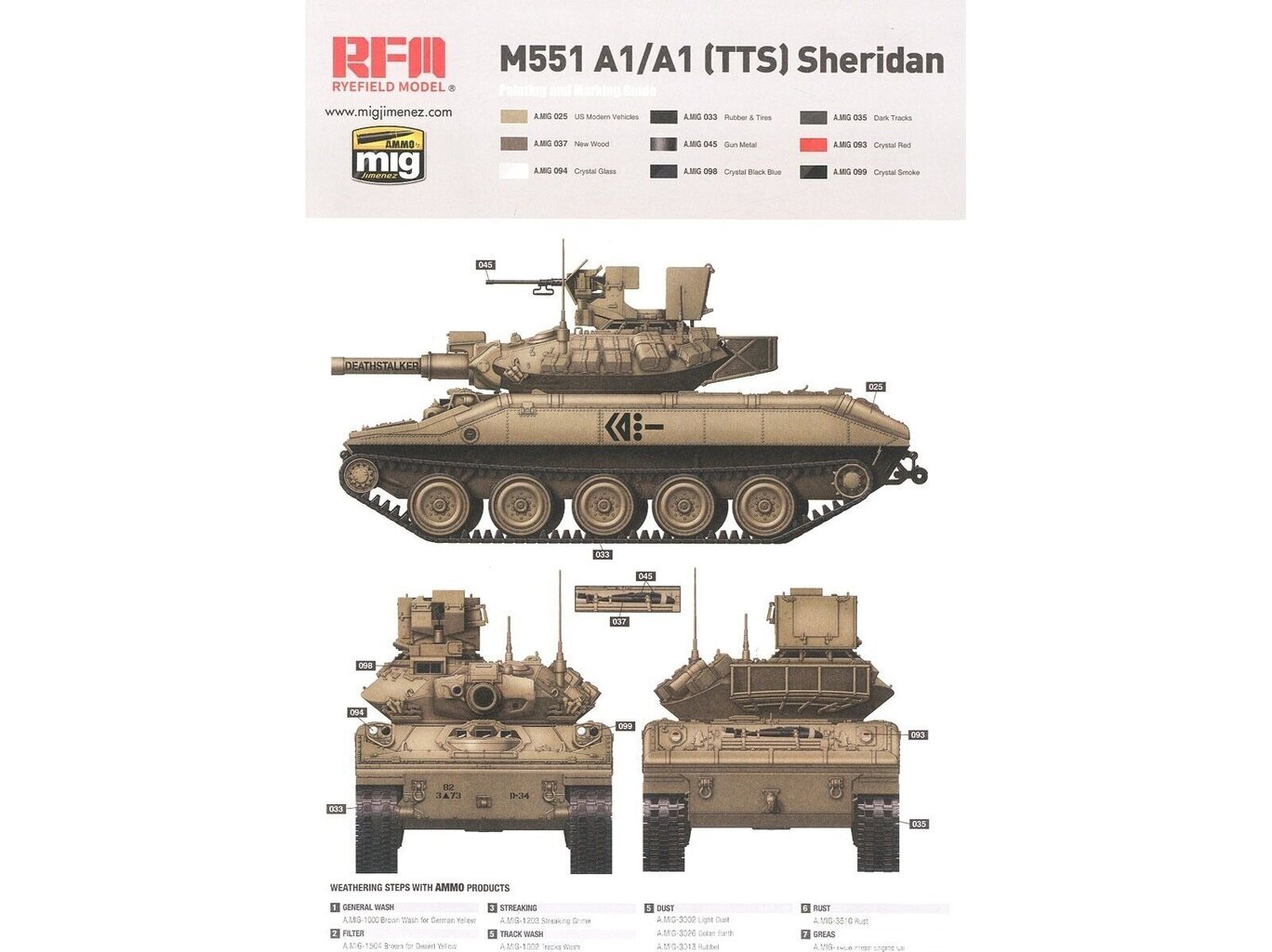 Konstruktorius Rye Field Model - M551A1/M551A1 TTS Sheridan, 1/35, RFM-5020, 8 m.+ цена и информация | Konstruktoriai ir kaladėlės | pigu.lt