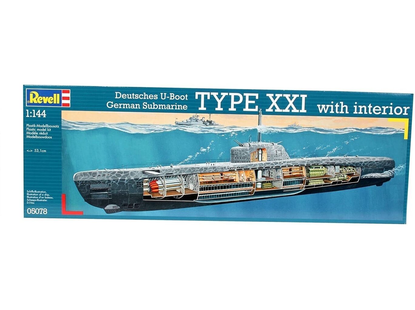 Konstruktorius - Deutsches U-Boot/German Submarine Type XXI with interior, 1/144, 05078 цена и информация | Konstruktoriai ir kaladėlės | pigu.lt