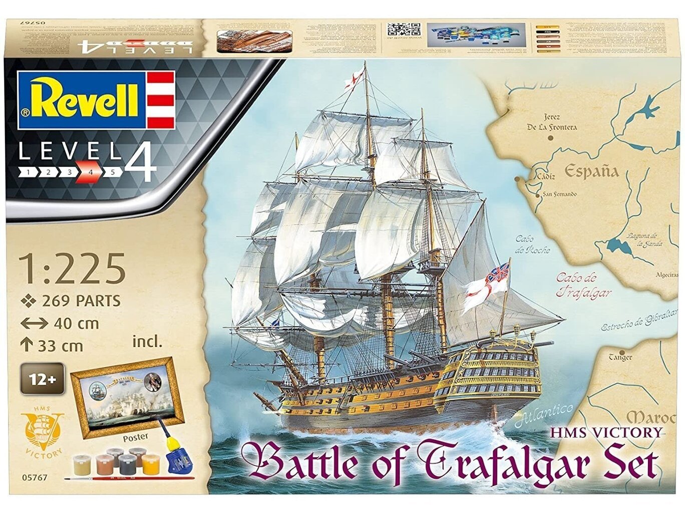 Konstruktorius Revell - Battle of Trafalgar Set Admiral Nelson's Flagship "HMS Victory" Dovanų komplektas, 1/225, 05767, 12 m.+ цена и информация | Konstruktoriai ir kaladėlės | pigu.lt