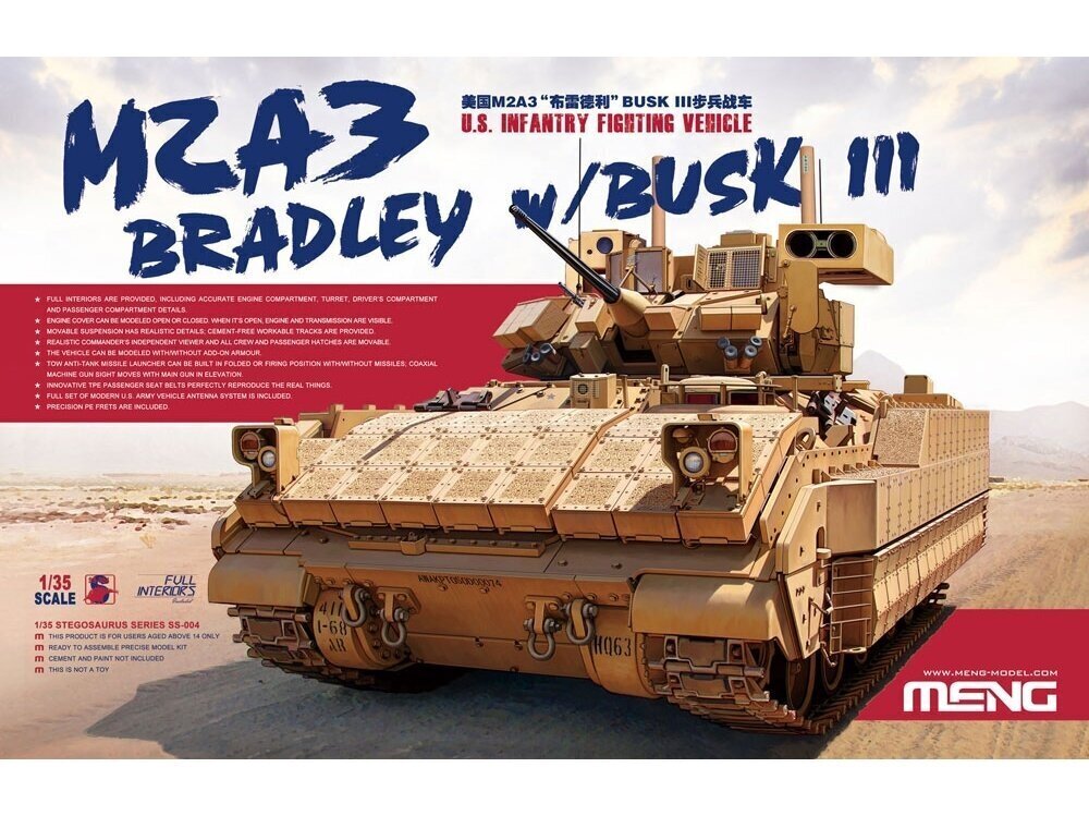 Plastikinis surenkamas modelis U.S. Infantry Fighting Vehicle M2A3 Bradley w/BUSK III, 1/35, SS-004 kaina ir informacija | Konstruktoriai ir kaladėlės | pigu.lt