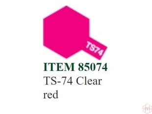 Purškiami dažai Tamiya TS-74 Clear red, 100 ml kaina ir informacija | Piešimo, tapybos, lipdymo reikmenys | pigu.lt